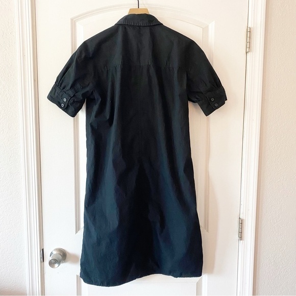 BANANA REPUBLIC Black Poplin Knee Length Collared Shirt Dress Preppy - Picture 5 of 8